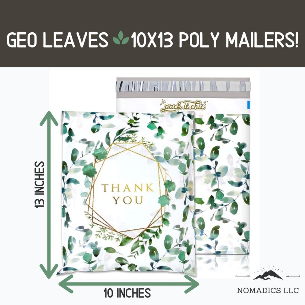 25 Pack 10X13 Thank You Leaves Poly Mailers Ship